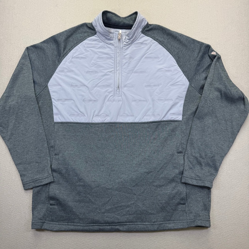 johnnie-O Mens XL Gray Hybrid Performance Quarter Zip Pullover Mock Neck Sweater